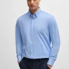HUGO BOSS Camisas>Camisa De Ajuste Regular Numa Mistura De Jersey De Algodão Estruturado