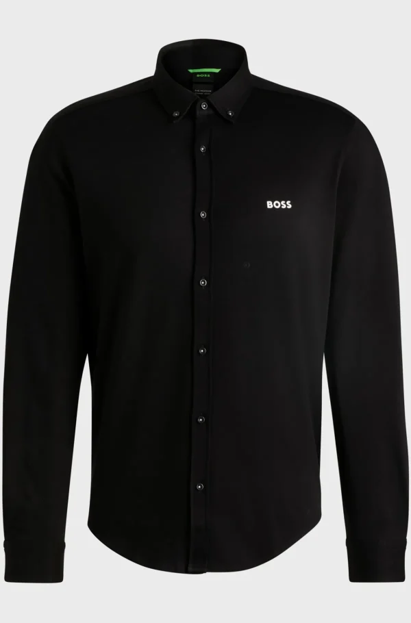 HUGO BOSS Camisas>Camisa De Ajuste Regular Em Algodão Antivincos