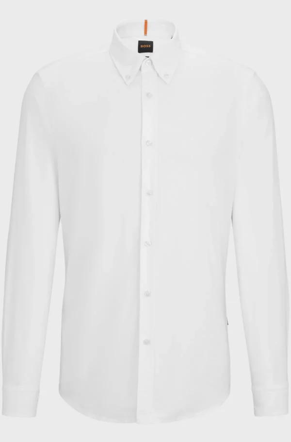 HUGO BOSS Camisas>Camisa De Ajuste Regular Em Algodão Orgânico Oxford