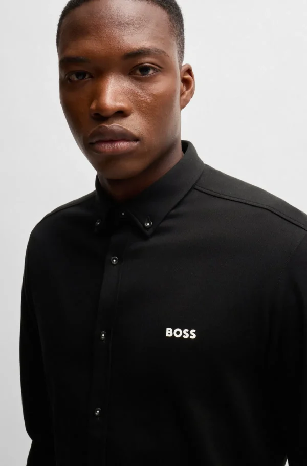 HUGO BOSS Camisas>Camisa De Ajuste Regular Em Algodão Antivincos