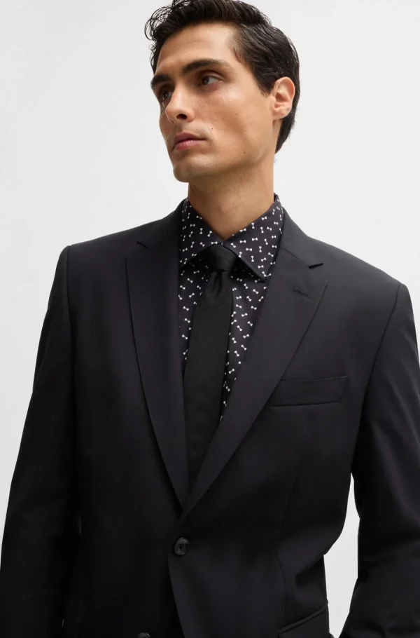 HUGO BOSS Camisas>Camisa De Ajuste Regular Em Algodão Elástico Estampado