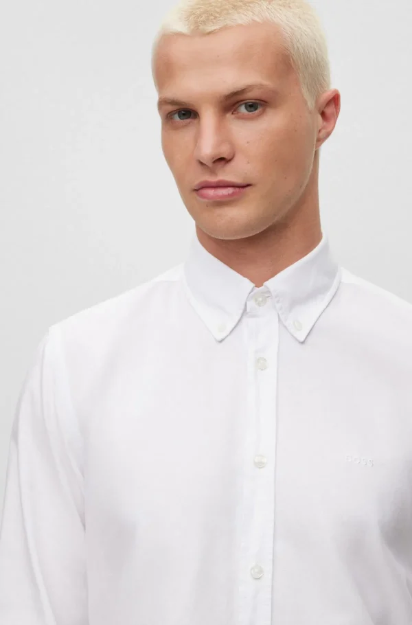 HUGO BOSS Camisas>Camisa De Ajuste Regular Em Algodão Orgânico Oxford