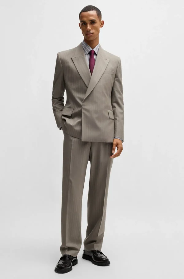 HUGO BOSS Camisas>Camisa De Ajuste Regular Em Algodão às Riscas