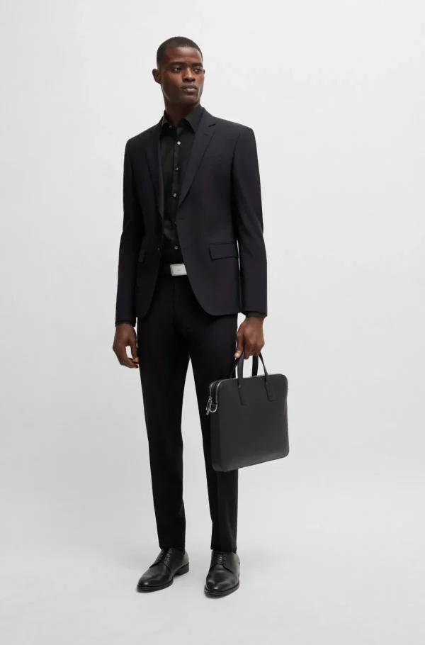 HUGO BOSS Camisas>Camisa De Ajuste Regular Em Popelina De Algodão Fácil De Passar A Ferro