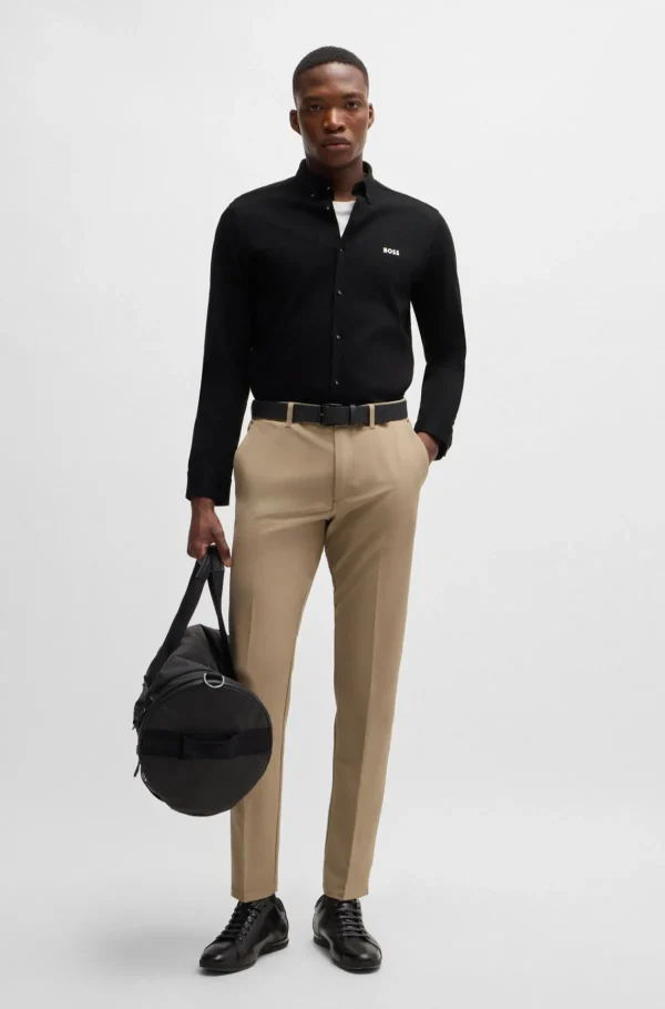 HUGO BOSS Camisas>Camisa De Ajuste Regular Em Algodão Antivincos