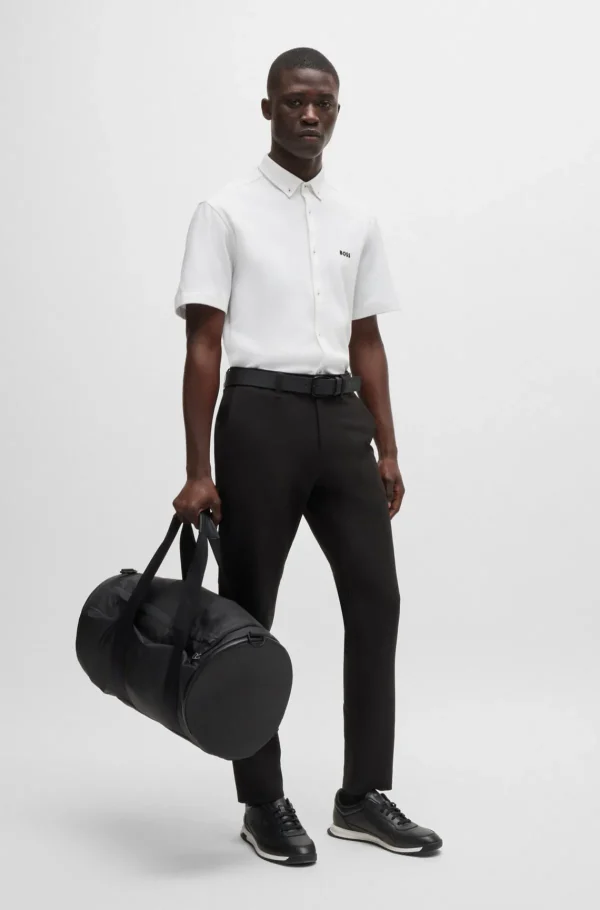 HUGO BOSS Camisas>Camisa De Ajuste Regular Em Algodão Tricotado Resistente Aos Vincos
