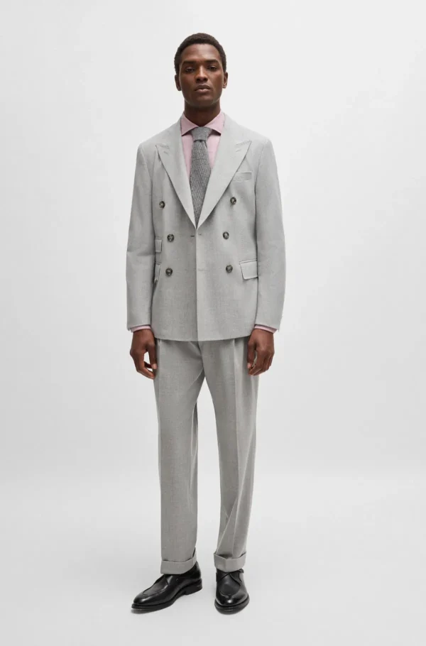 HUGO BOSS Camisas>Camisa De Ajuste Regular Em Algodão Elástico Com Riscas Diagonais