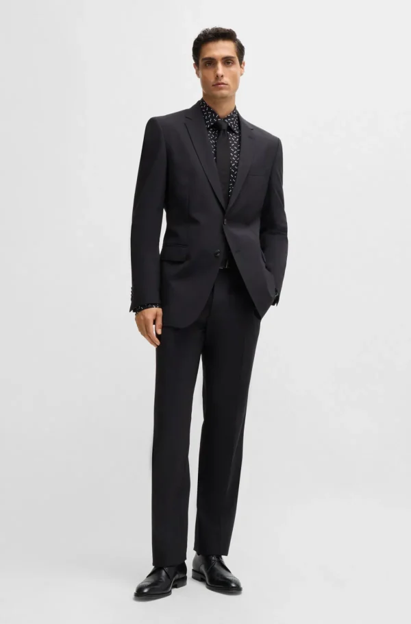 HUGO BOSS Camisas>Camisa De Ajuste Regular Em Algodão Elástico Estampado