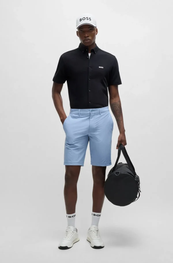 HUGO BOSS Camisas>Camisa De Ajuste Regular Em Algodão Tricotado Resistente Aos Vincos