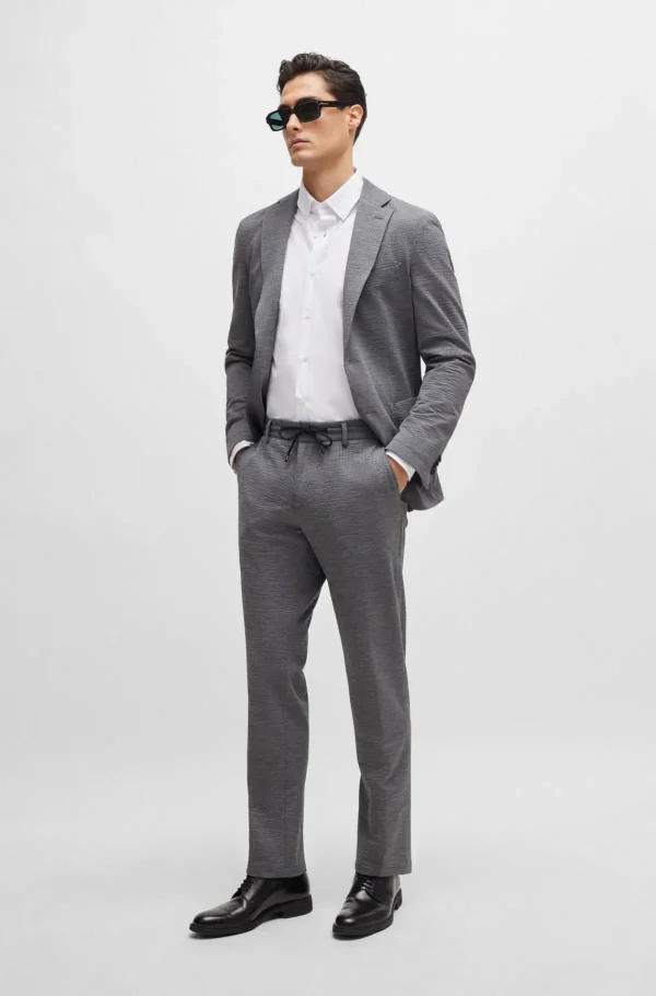 HUGO BOSS Camisas>Camisa De Ajuste Regular Numa Mistura De Jersey De Algodão Estruturado