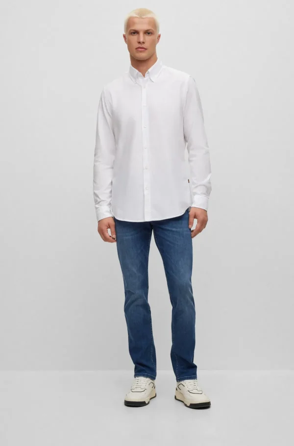 HUGO BOSS Camisas>Camisa De Ajuste Regular Em Algodão Orgânico Oxford