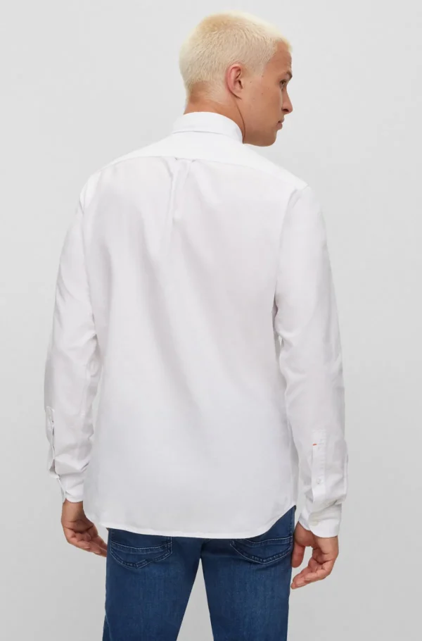 HUGO BOSS Camisas>Camisa De Ajuste Regular Em Algodão Orgânico Oxford