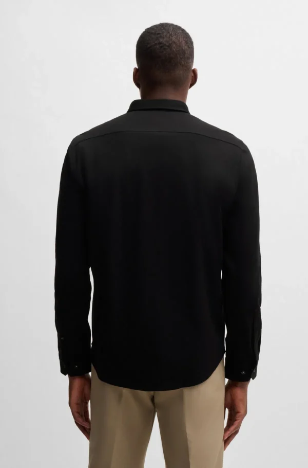 HUGO BOSS Camisas>Camisa De Ajuste Regular Em Algodão Antivincos