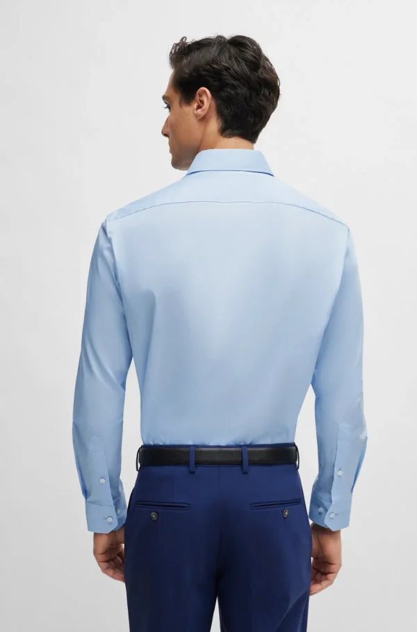 HUGO BOSS Camisas>Camisa De Ajuste Regular Em Popelina De Algodão Fácil De Passar A Ferro