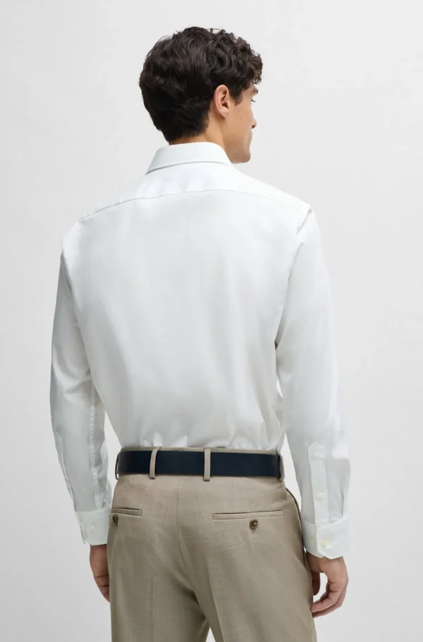 HUGO BOSS Camisas>Camisa De Ajuste Regular Em Popelina De Algodão Elástico Fácil De Passar A Ferro