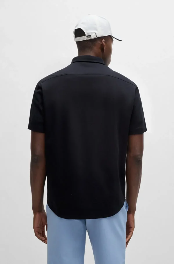 HUGO BOSS Camisas>Camisa De Ajuste Regular Em Algodão Tricotado Resistente Aos Vincos