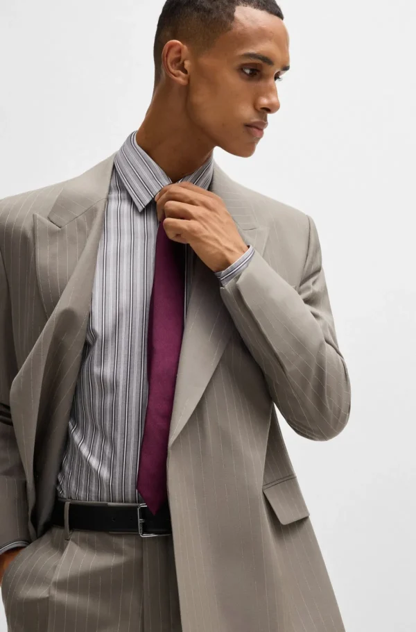 HUGO BOSS Camisas>Camisa De Ajuste Regular Em Algodão às Riscas