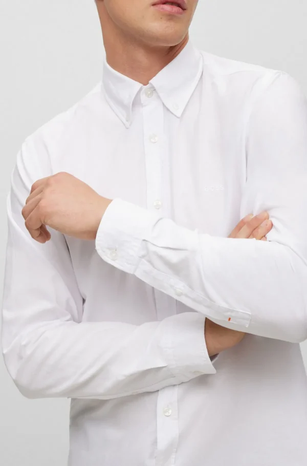 HUGO BOSS Camisas>Camisa De Ajuste Regular Em Algodão Orgânico Oxford