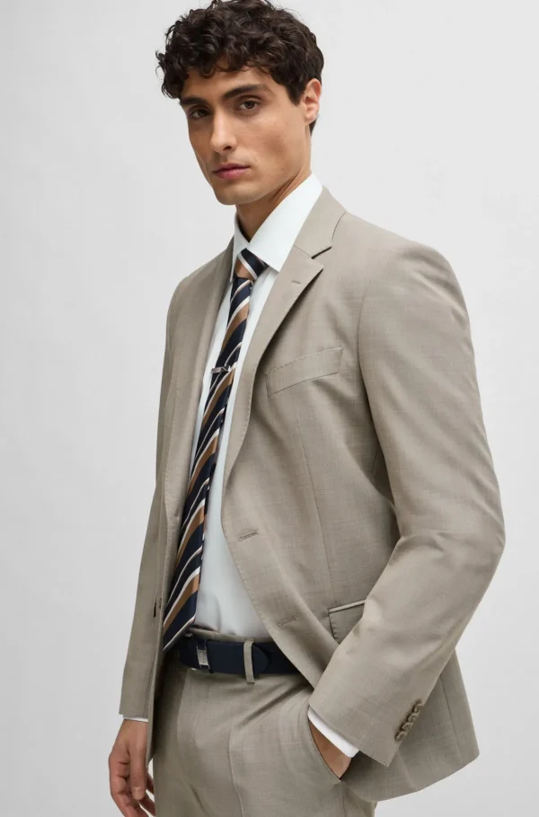 HUGO BOSS Camisas>Camisa De Ajuste Regular Em Popelina De Algodão Elástico Fácil De Passar A Ferro