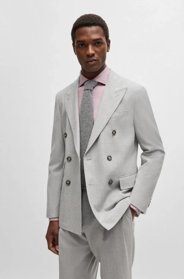 HUGO BOSS Camisas>Camisa De Ajuste Regular Em Algodão Elástico Com Riscas Diagonais