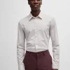 HUGO BOSS Camisas>Camisa De Ajuste Slim Em Tecido Elástico De Alto Desempenho Com Padrão