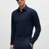 HUGO BOSS Camisas>Camisa De Ajuste Slim Em Jérsei De Mistura De Algodão Elástico De Alto Desempenho