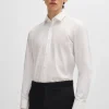 HUGO BOSS Camisas>Camisa De Ajuste Slim Em Popelina De Algodão Fácil De Passar A Ferro