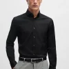 HUGO BOSS Camisas>Camisa De Ajuste Slim Em Popelina De Algodão Fácil De Engomar