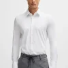 HUGO BOSS Camisas>Camisa De Ajuste Slim Em Jérsei De Mistura De Algodão Elástico De Alto Desempenho
