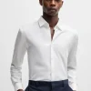 HUGO BOSS Camisas>Camisa De Ajuste Slim Em Jacquard De Algodão Com Corrente E Logótipo