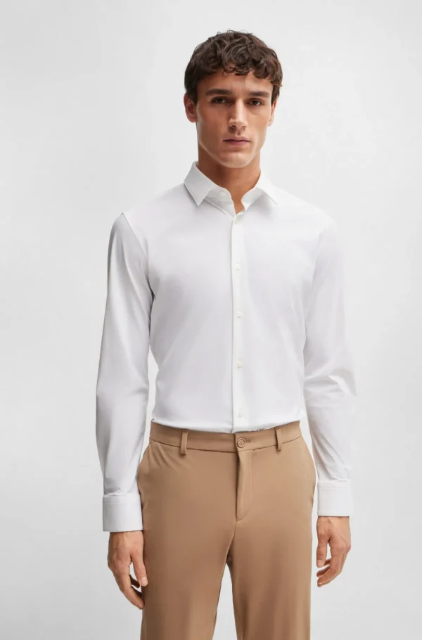HUGO BOSS Camisas>Camisa De Ajuste Slim Em Jersey Elástico Para Desempenho