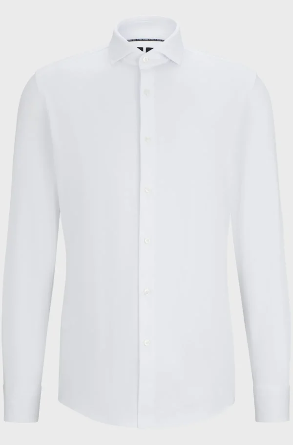 HUGO BOSS Camisas>Camisa De Ajuste Slim Em Jersey Elástica Para Desempenho Estruturado
