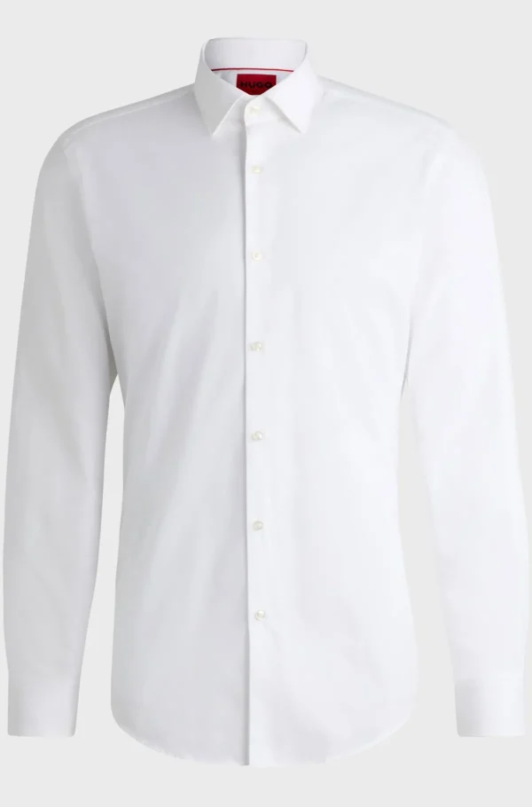 HUGO BOSS Camisas>Camisa De Ajuste Slim Em Popelina De Algodão Fácil De Passar A Ferro