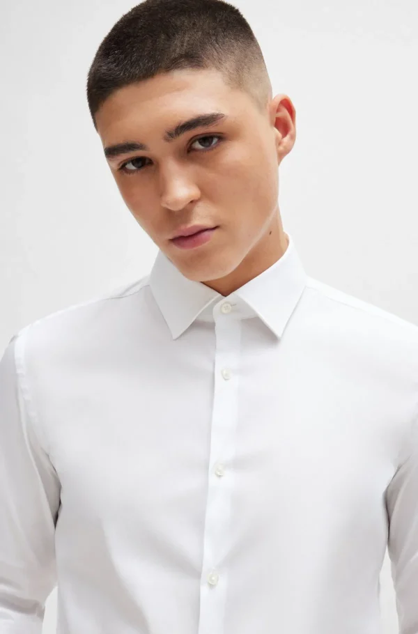 HUGO BOSS Artigos Essenciais>Camisa De Ajuste Slim Em Popelina De Algodão
