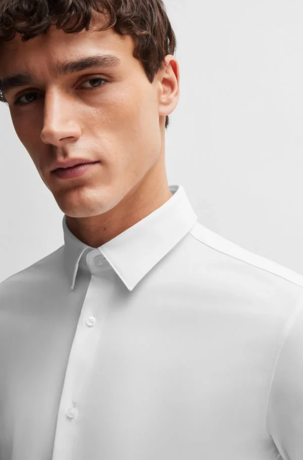 HUGO BOSS Camisas>Camisa De Ajuste Slim Em Jersey Elástico Para Desempenho