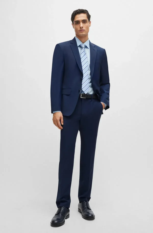 HUGO BOSS Camisas>Camisa De Ajuste Slim Em Popelina De Algodão Elástico Fácil De Engomar