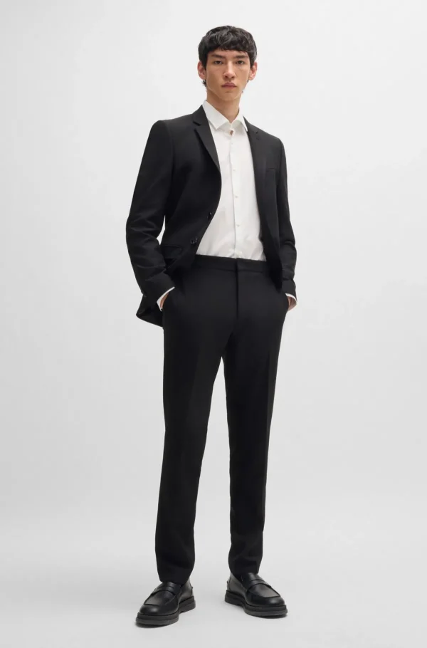 HUGO BOSS Camisas>Camisa De Ajuste Slim Em Popelina De Algodão Fácil De Passar A Ferro
