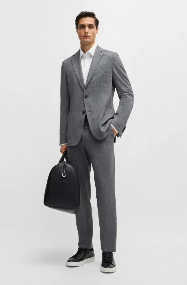 HUGO BOSS Camisas>Camisa De Ajuste Slim Em Jérsei De Mistura De Algodão Elástico De Alto Desempenho