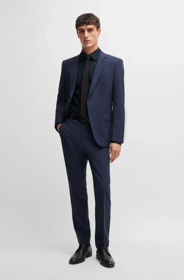 HUGO BOSS Camisas>Camisa De Ajuste Slim Em Popelina De Algodão Elástico Fácil De Engomar