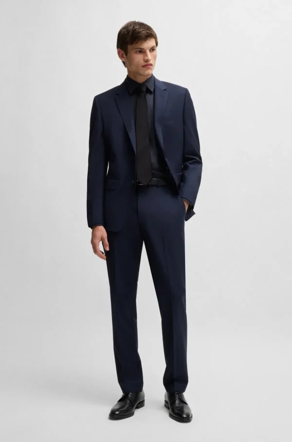HUGO BOSS Camisas>Camisa De Ajuste Slim Em Popelina De Algodão Elástico Fácil De Engomar