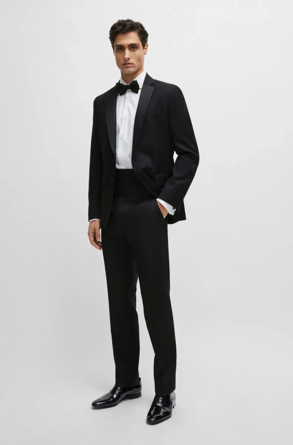 HUGO BOSS Artigos Essenciais>Camisa De Ajuste Slim Em Algodão Elástico Com Punhos Duplos