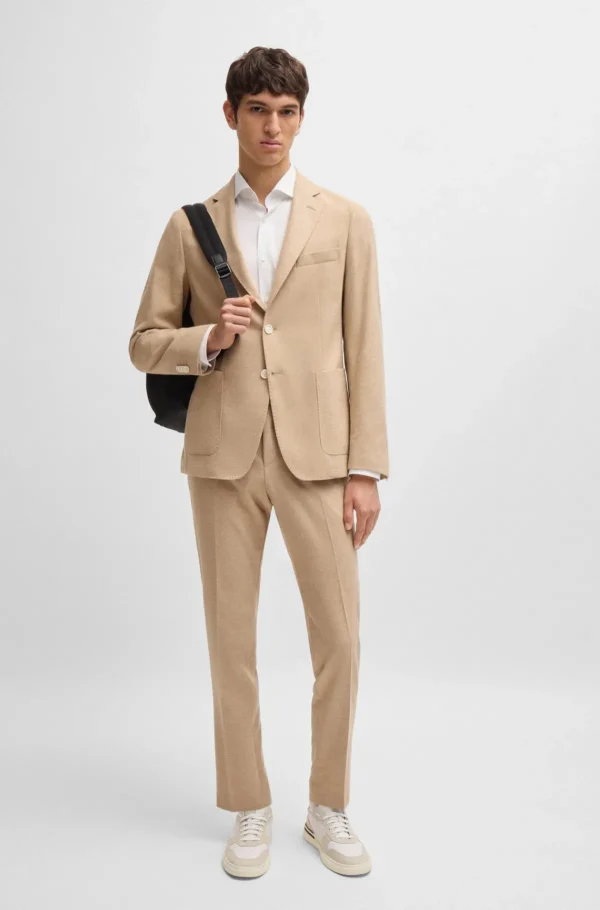 HUGO BOSS Artigos Essenciais>Camisa De Ajuste Slim Em Popelina De Algodão Fácil De Engomar