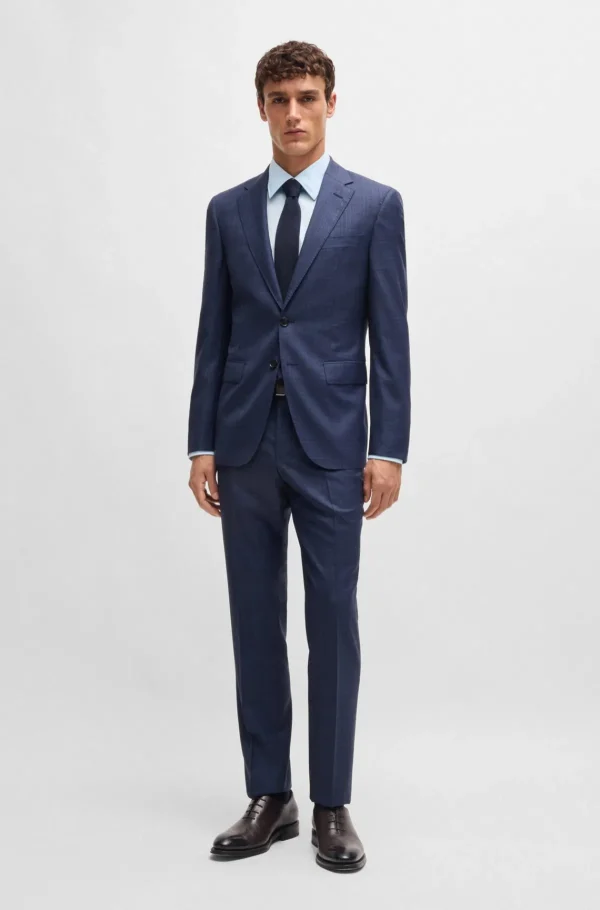 HUGO BOSS Artigos Essenciais>Camisa De Ajuste Slim Em Popelina De Mistura De Algodão Com Elástico