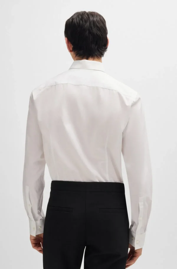 HUGO BOSS Camisas>Camisa De Ajuste Slim Em Popelina De Algodão Fácil De Passar A Ferro