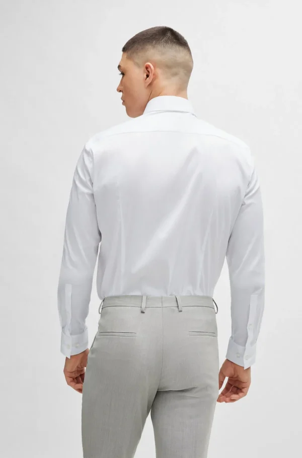 HUGO BOSS Artigos Essenciais>Camisa De Ajuste Slim Em Popelina De Algodão