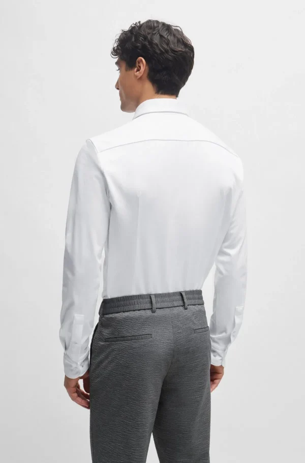 HUGO BOSS Camisas>Camisa De Ajuste Slim Em Jersey Elástica Para Desempenho Estruturado