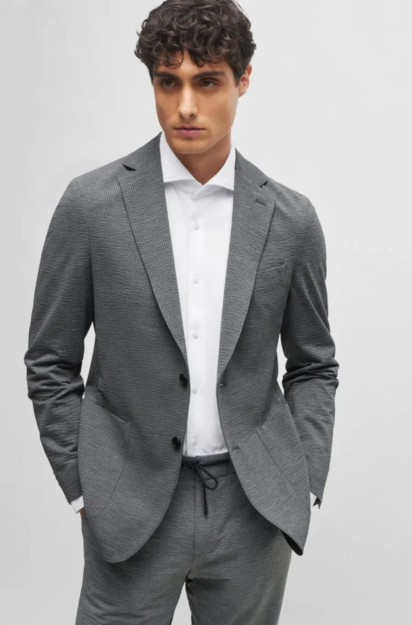 HUGO BOSS Camisas>Camisa De Ajuste Slim Em Jersey Elástica Para Desempenho Estruturado