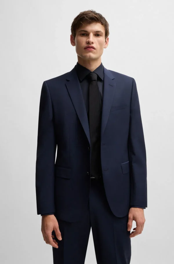HUGO BOSS Camisas>Camisa De Ajuste Slim Em Popelina De Algodão Elástico Fácil De Engomar