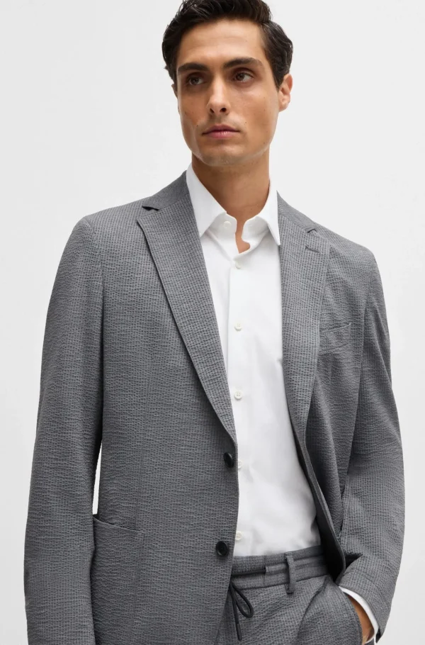 HUGO BOSS Camisas>Camisa De Ajuste Slim Em Jérsei De Mistura De Algodão Elástico De Alto Desempenho