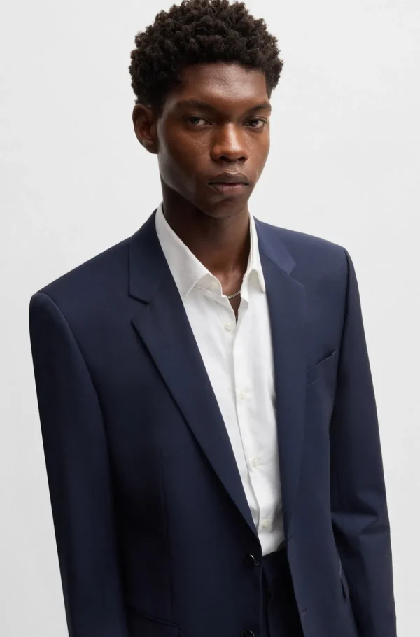 HUGO BOSS Camisas>Camisa De Ajuste Slim Em Jacquard De Algodão Com Corrente E Logótipo